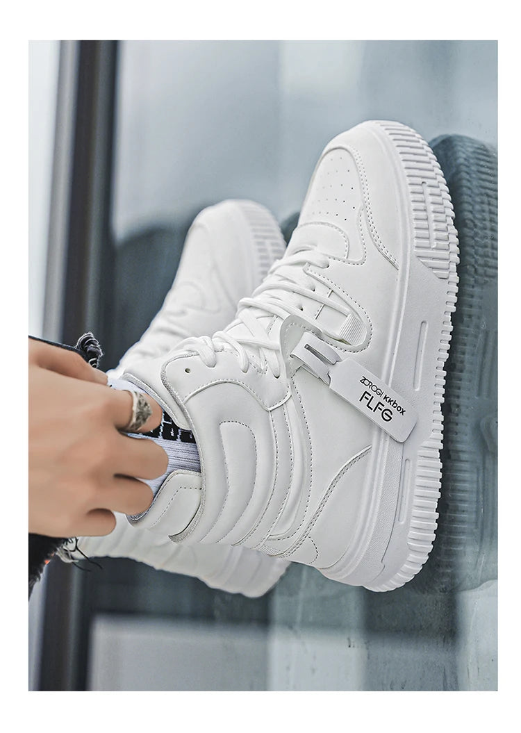 Baskets décontractées de mode, chaussures de skateboard montantes, bottines pour étudiants, hommes et femmes, tendance, résistantes à l'usure, bicolores, pour couples