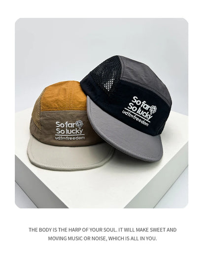 New Unisex Flat Eave Embroidered Letters Baseball Hats Breathable Korean Sunshade Quick Drying Peaked Caps Niche Versatile ins