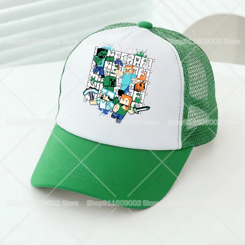 Minecrafted Mesh Baseball Caps Cartoon Figures Adult Children Sports Hats Boys Girls Summer Outdoor Sunshade Peaked Caps Gift