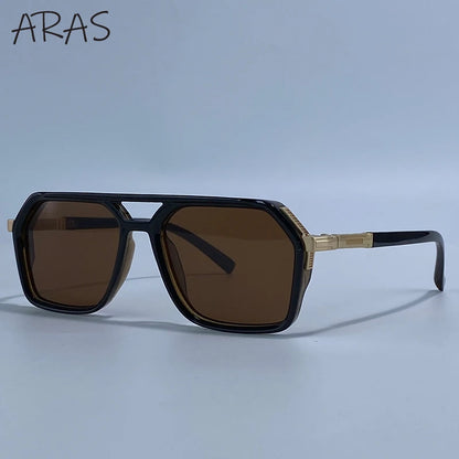 Vintage Steampunk Polarized Sunglasses Women Double Bridge Black 2026 Luxury Designer Driving Shades For Lady Fashion Eyewear