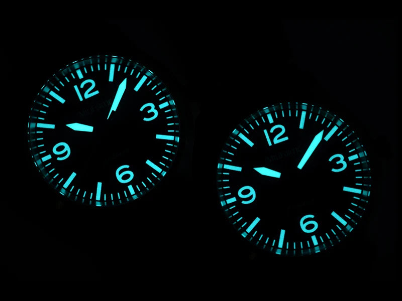 Milifortic Military Watch 39mm NH38 Automatic Mechanical Movement Retro Sapphire Crystal BGW9 Lume Leather Strap 10Bar Watch Men