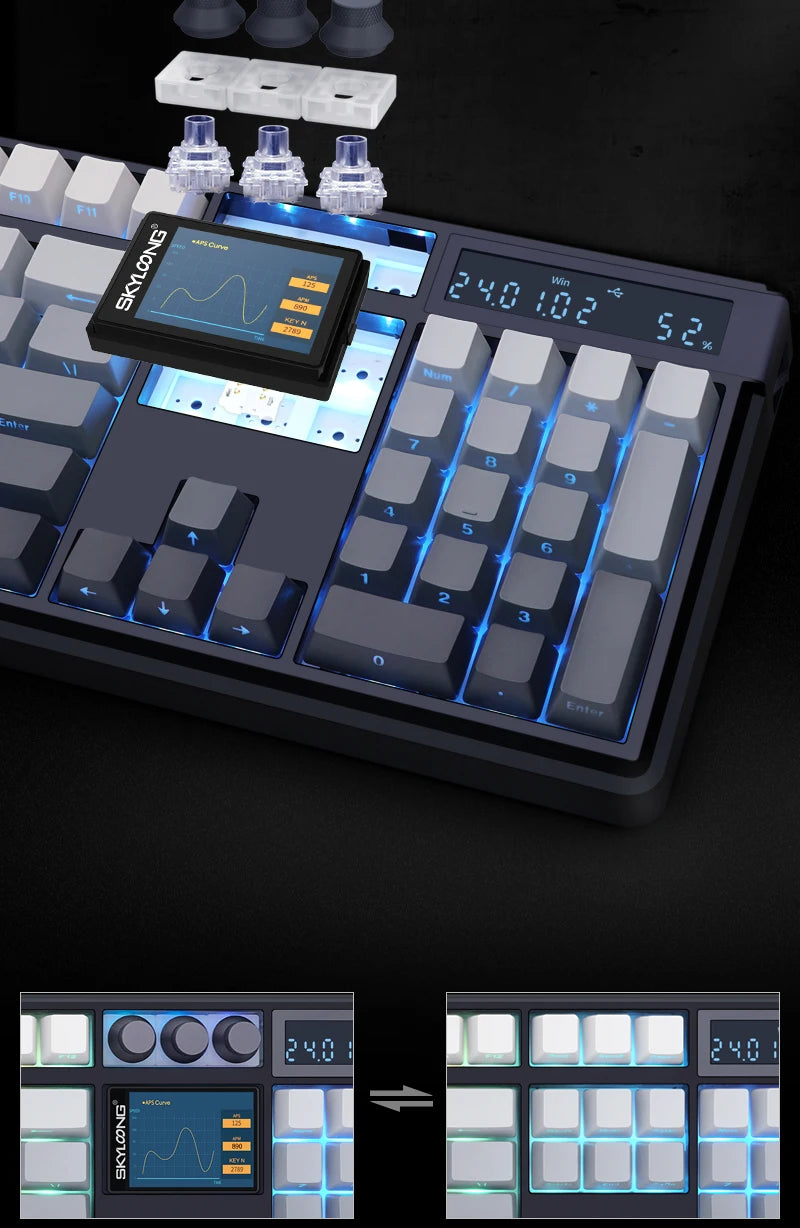 Tastiera meccanica wireless SKYLOONG GK104 Pro 100% personalizzata, switch low-noise hot-swap per PC gamer e accessori da ufficio