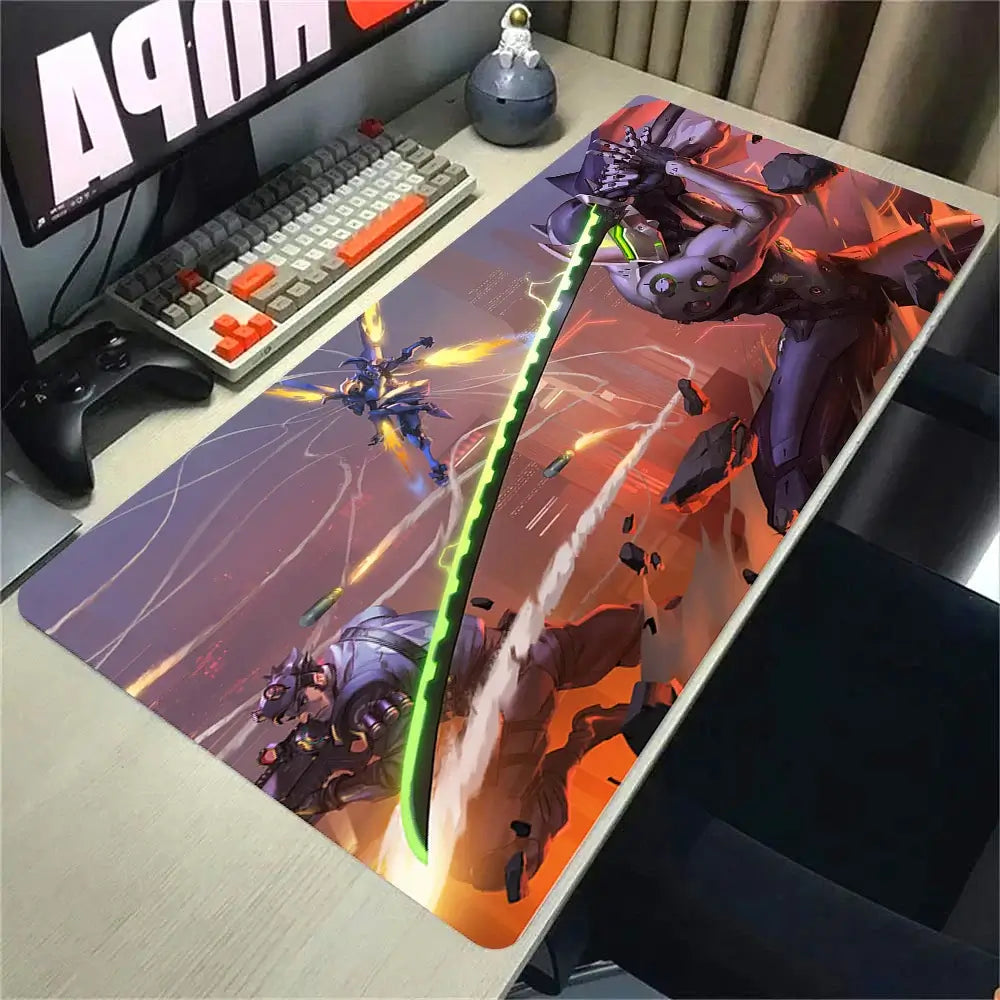 Produit gaming premium Fraquane Overwatch 2 Gaming Accessories Mouse Pad Gamer Cabinet Pc Big Desk Mat Computer Keyboard Desks Xxl Mousepad Anime Large Mausepad