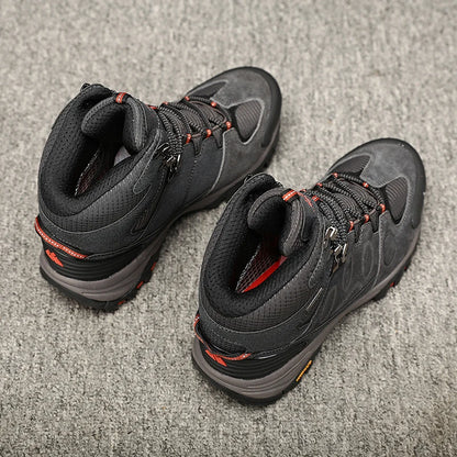 Botas de caminhada de cano alto HIKEUP para homem, calçado de inverno para exterior, com atacadores, antiderrapantes, desportivas casuais para trekking, impermeáveis, em camurça