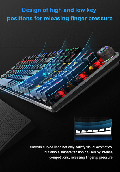 Teclado Mecânico AULA F2088 com Fio para Gaming, Botão Multifuncional, 104 Teclas, Retroiluminação Magic e Programação de Macros para Computador