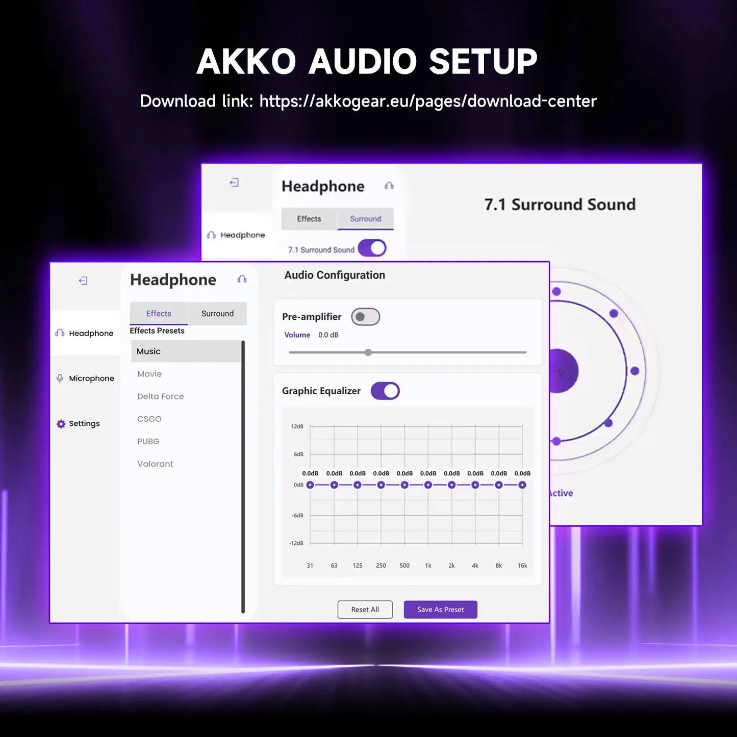 Auriculares gaming AKKO Verge S9 con micrófono – Driver de 53mm, Bluetooth 5.3 inalámbrico de cuatro modos, sonido envolvente 7.1, auriculares gaming profesionales para FPS