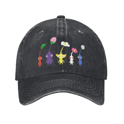 Cute Pikmin Pattern Print Cap for Men Women Cotton Anime Cartoon Trucker Hat Lerisure Wear Baseball Cap Adjustable