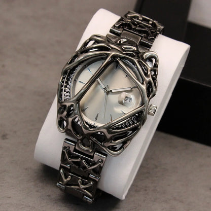 Fashion Y2K Antique Alabaster Quartz Watch Men Retro Black Strap Red Medieval Old Unique Creative Men Watches Luminous AAA Clock