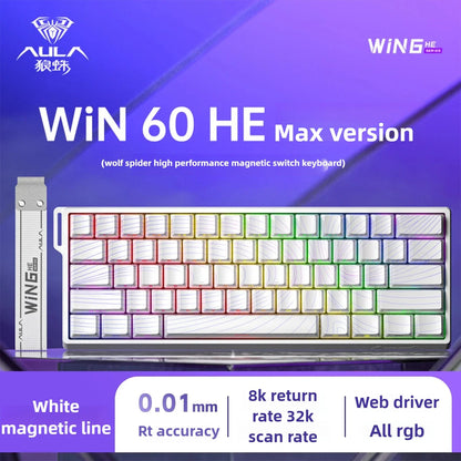 Teclado Aula Win60He com interruptores magnéticos, com fio, Win 60 HE mecânico para esports, gamer, teclados Win68 personalizados, presentes Win60 He