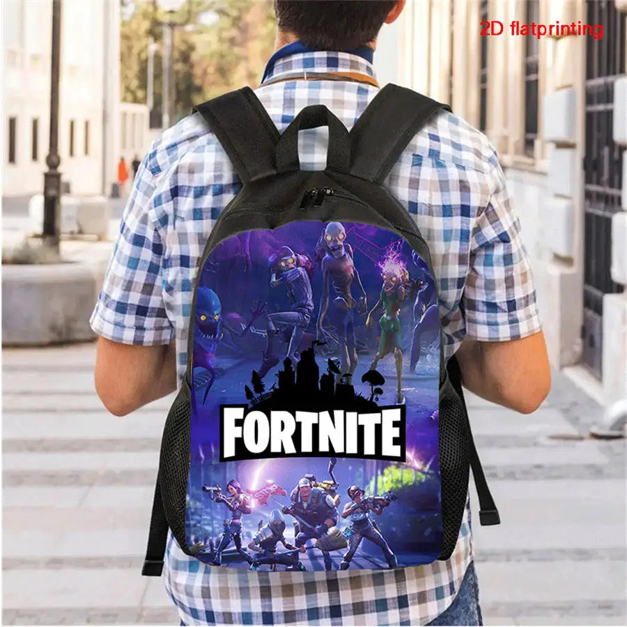 2Pcs Fortnite Kids Backpack Set Pencil Case Lightweight Durable School Bag For Boys Girls 6-9 Years Old Daily School Supplies