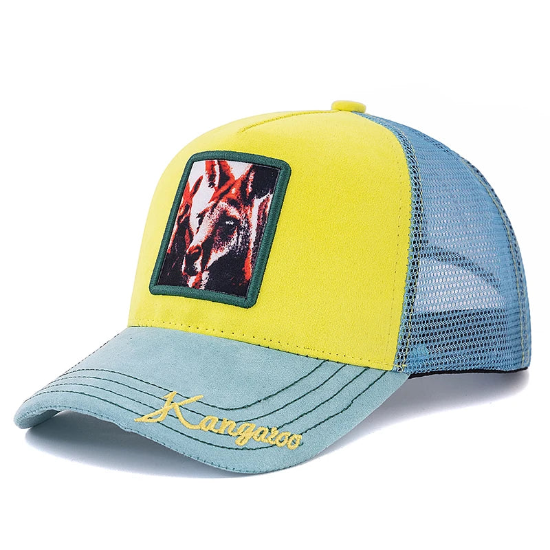Unisex „Trucker“ kepurė su „Grizzlies“ raštu, su siuvinėtu motyvu, iš zomšos, vasarinė kepurė nuo saulės, vasarinė kepurė su gyvūnų motyvu, beisbolo kepurė vyrams ir moterims