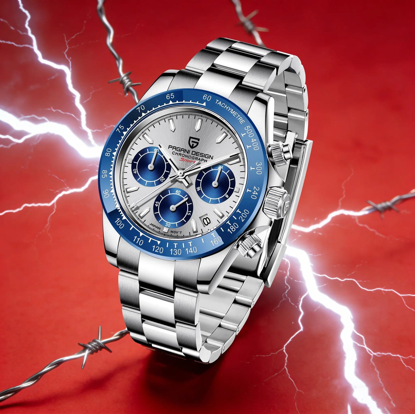 PAGANI DESIGN Men Exquisite Quartz Watch Luxury Choice VK63 Sapphire Mirror Stainless Steel Calendar Small Three-Pin Chronograph
