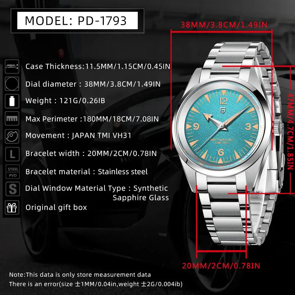 PAGANI DESIGN 2025 New VH31 Casual Men's Quartz Watch Luxury Sapphire Stainless Steel Waterproof 10Bar Luminous C3 reloj hombre