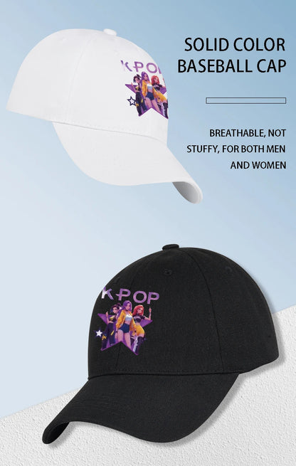 K-POP-baseballpet met print van cartoonmeisjesgroep - Unisex casual retro verstelbare ‘dad cap’ - Y2K-zonnepet