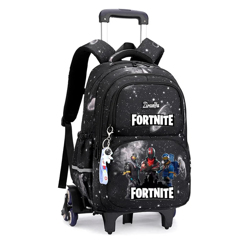 Fortnite Trolley Bag Easy Stair Climbing Anime Waterproof Wheeled Backpack Large Capacity Student Schoolbag Casual Travel Bag
