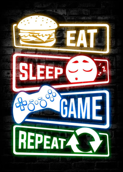 Póster Nordic Cat e Citações de Comando Gaming em Tela Moderna para Arte de Parede e Decoração Mural de Quarto Gamer para Rapazes e Raparigas (não néon)