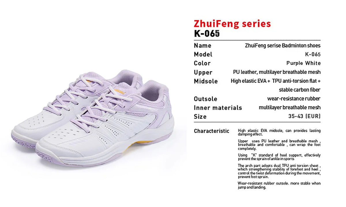 Buty do badmintona Kawasaki – profesjonalne, antytorsyjne damskie buty do tenisa stołowego, trampki K-065D – buty sportowe dla kobiet