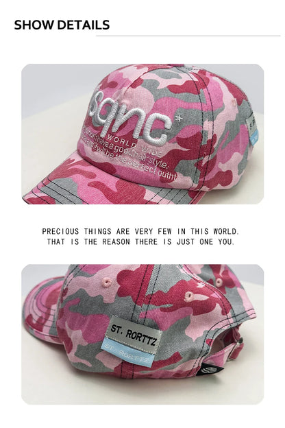 New Unisex American Style CAMO Letter Embroidery Baseball Hats Breathable Hip Hop Sunshade Peaked Caps Versatile Fashion Niche
