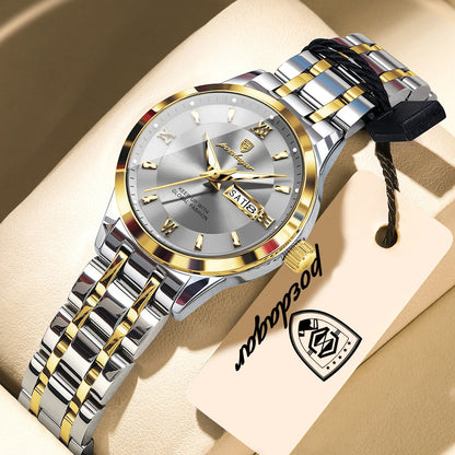 POEDAGAR Luxury Elegant Woman's Watches Luminous Waterproof Stainless Steel Ladies Wristwatch Quartz Week Date Women Watch Reloj