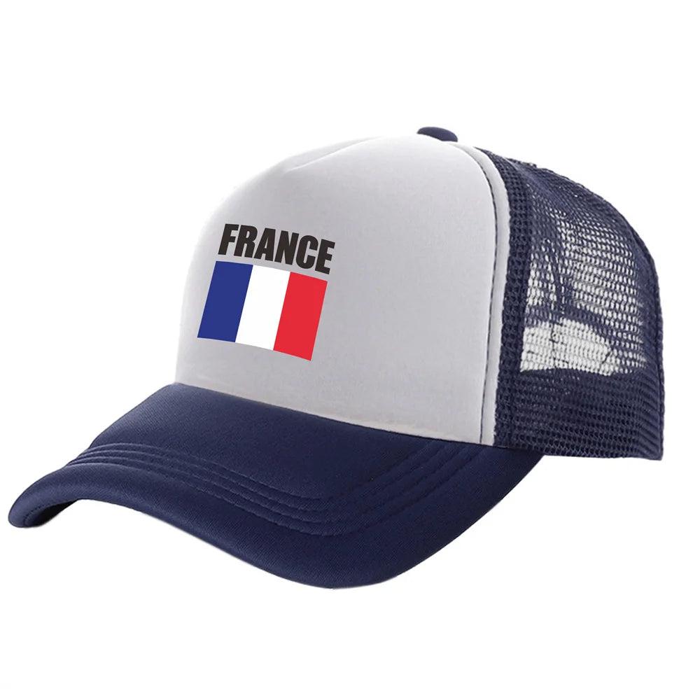 Franciaország Trucker sapkák Divatos, menő francia sapkák Baseball sapka Nyári, szabadtéri, napvédő hálós sapkák