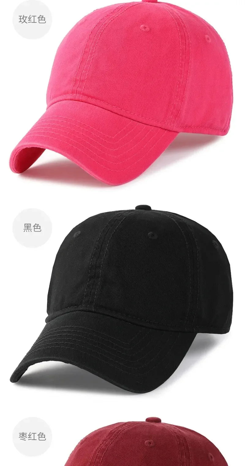 Solid Color Big Size 63cm Soft Cotton Baseball Caps Men Classic Plus Snapback Cap Ladies Golf Sun Hat 59-62cm