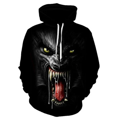 Animal Wolf – bluzy z kapturem drukowane w 3D dla mężczyzn i kobiet, modne, codzienne, oversize, swetry typu pullover, styl hip-hopowy, Harajuku, odzież uliczna