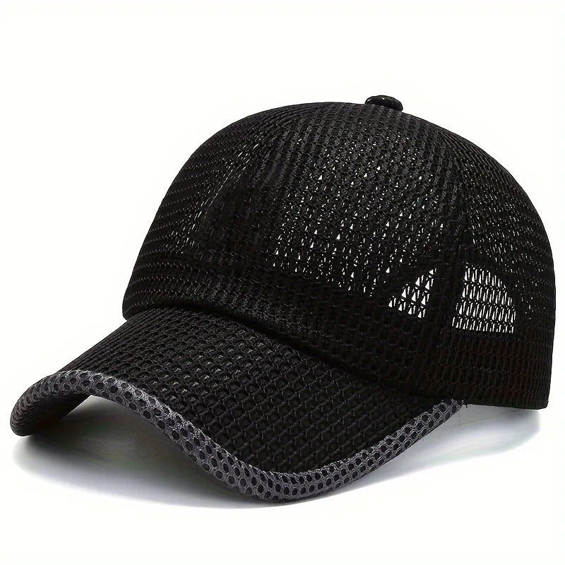 Men's Solid Color Mesh Breathable Baseball Cap Sun Protection Hat Women Sports Cap Camping Cap
