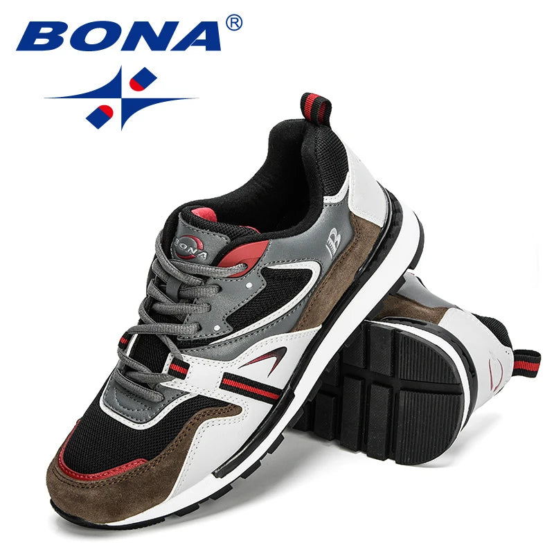 BONA Noví návrháři Akční kožené sportovní boty Pánské tenisky Běžecké boty Pánské tenisky Pánská obuv na chůzi Trendy fitness