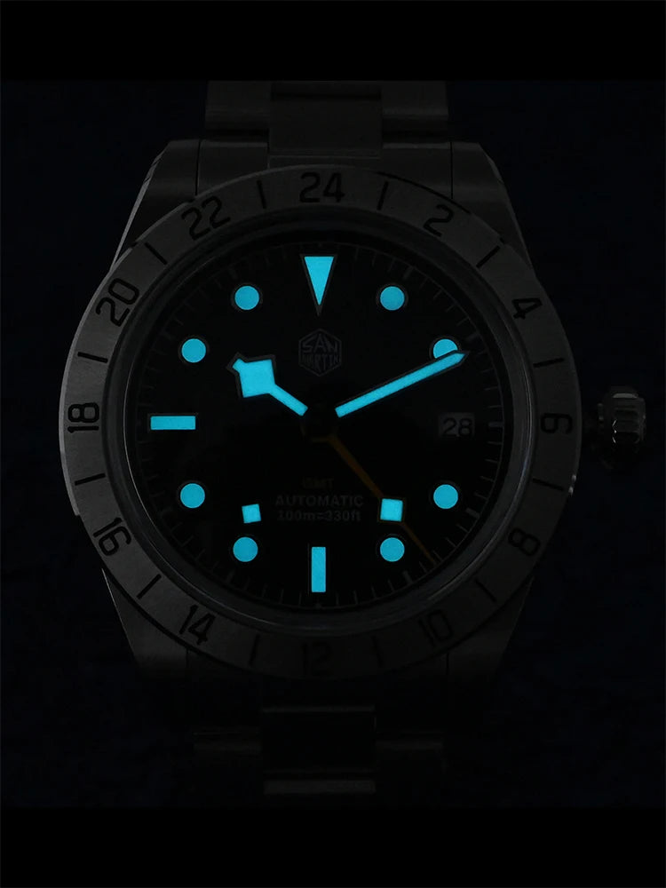 San Martin Nuevo reloj mecánico automático NH34 BB GMT de 39mm, reloj deportivo de zafiro, luminoso, impermeable 100m para hombre, Relogio SN0054