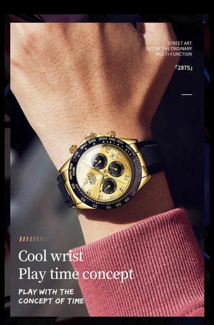 OLEVS Luxury Brand Quartz Watch for Men Waterproof Luminous Moon Phase Hour Men's Watch Chronograph Sport Wristwatch Moonswatch