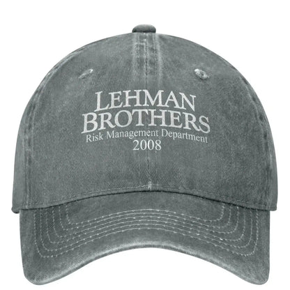 „Lehman Brothers“ rizikos valdymo beisbolo kepurė, banko bankrotas, „Trucker“ stiliaus kepurė, teniso ir riedlenčių „Snapback“ stiliaus kepurė, moteriškos beisbolo kepurės