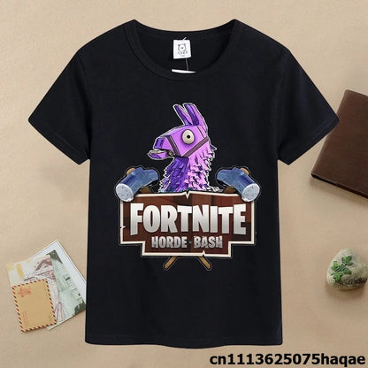 T-shirt de verão para criança Fortnites, com estampado de figura de jogo em estilo cartoon, T-shirt casual desportiva para rapaz, manga curta, vestuário infantil