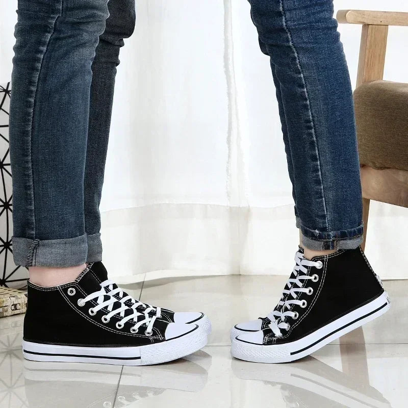 Baskets montantes classiques confortables, chaussures de sport plates, chaussures de marche confortables, mode respirante, toile de loisirs canisée, nouveau