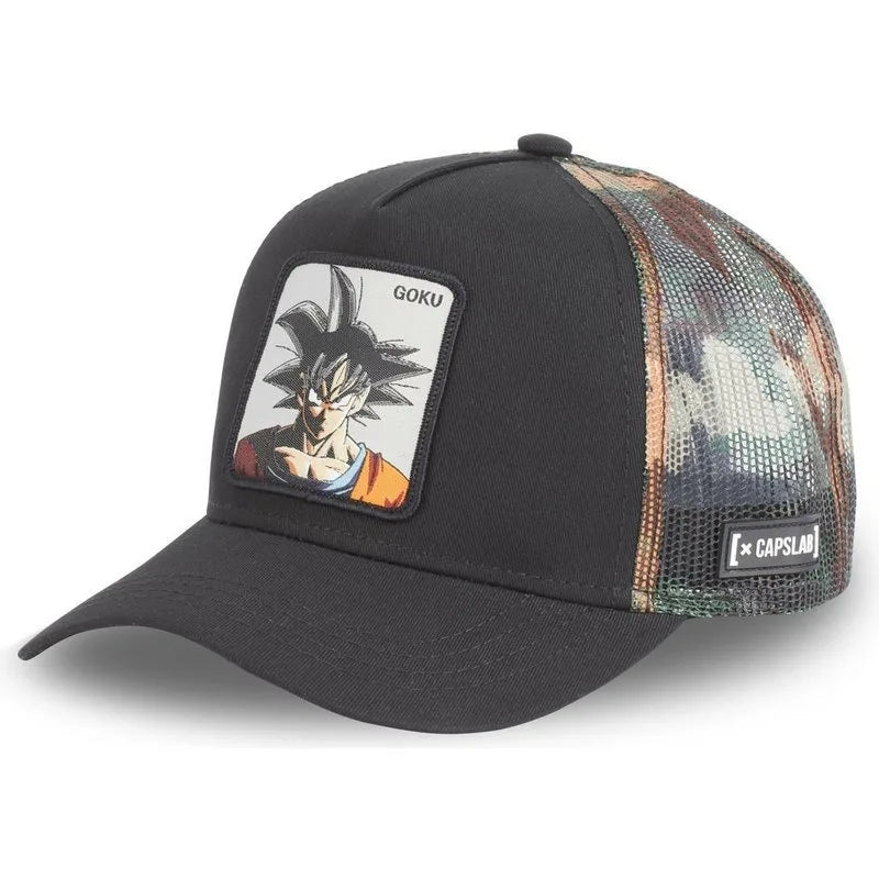 Șapcă Dragon Ball Son Goku de vară pentru călătorii, cu cozoroc, pentru bărbați, brodată, în stil hip-hop, cu vizieră de soare, șapcă de camionagiu ajustabilă din plasă