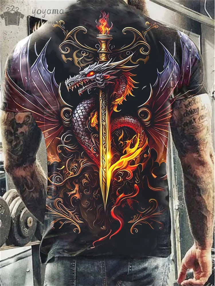 Kleding met drakenprint voor heren, grappige zomerkleding voor heren, T-shirts voor heren met korte mouwen, T-shirts met drakenafbeelding, gepersonaliseerde T-shirts