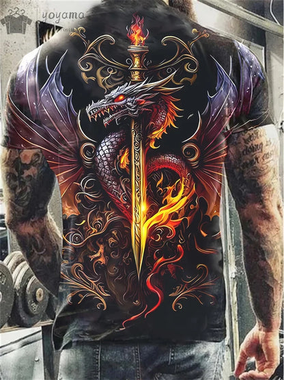 Kleding met drakenprint voor heren, grappige zomerkleding voor heren, T-shirts voor heren met korte mouwen, T-shirts met drakenafbeelding, gepersonaliseerde T-shirts