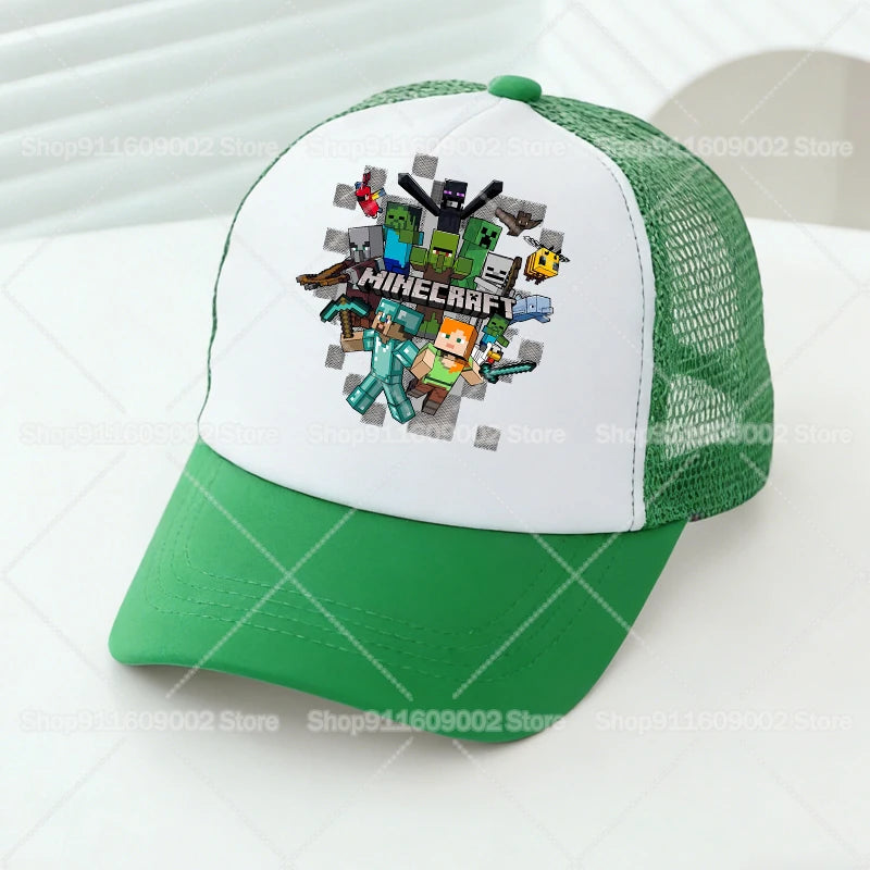 Minecrafted Mesh Baseball Caps Cartoon Figures Adult Children Sports Hats Boys Girls Summer Outdoor Sunshade Peaked Caps Gift