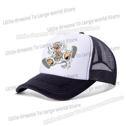 One Piece Baseball Cap Kids Anime Printed Adjustable Mesh Hat Visors Peaked Caps Sunshade Hats Outdoor Headwear Accessories Gift