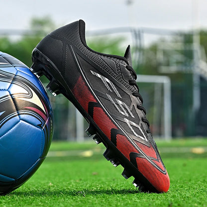 Chaussures de football populaires à tige basse FG/TF, unisexe, pour terrain, entraînement rapide, crampons antidérapants à crampons longs