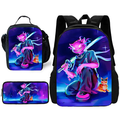 Mochila Escolar Infantil Hot Game com Lancheiras, Design-F-FortniteS, Estojos para Lápis, Mochilas Escolares para Rapazes e Raparigas, Melhor Presente