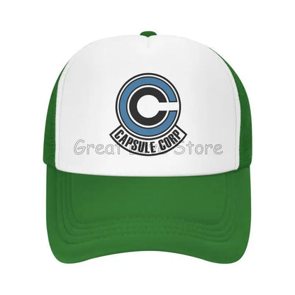 Capsule Corp Mesh Baseball Caps Unisex Hip-Hop Trucker Hat Anime DBZ Dad Hat Adjustable Racing Cap Summer Trucker Snapback Hats