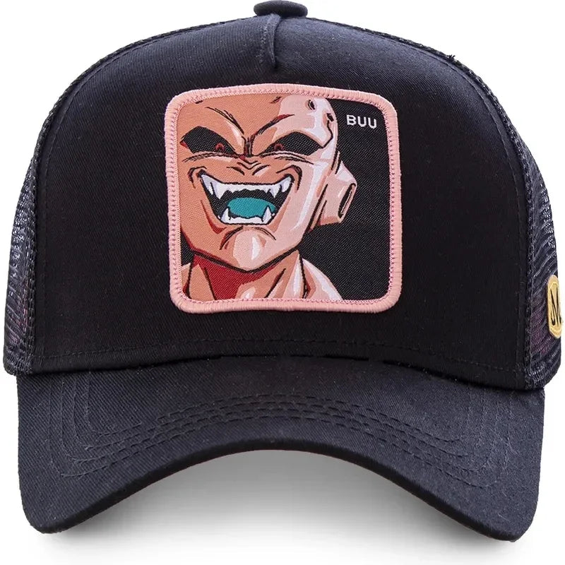 Șapcă Dragon Ball Son Goku de vară pentru călătorii, cu cozoroc, pentru bărbați, brodată, în stil hip-hop, cu vizieră de soare, șapcă de camionagiu ajustabilă din plasă