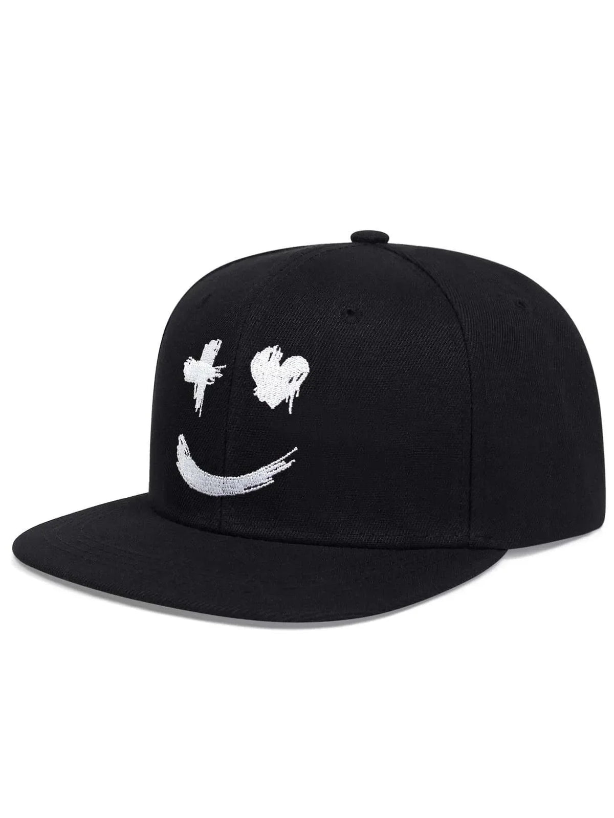 Gorra de béisbol de ala ancha, 100 % algodón, protección UV, ajustable, con un bordado de una sonrisa y diseño que estiliza el rostro