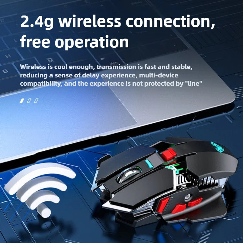 2025 Нова безжична гейминг мишка SC300 2.4G RGB 3200dpi, презареждаема, безшумна механична e-sports мишка за настолен компютър и лаптоп