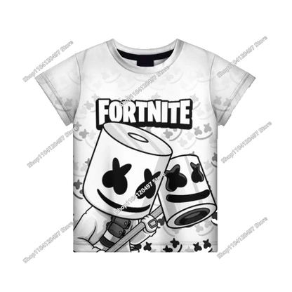 T-shirt Fortnite 2026 para rapaz, verão, anime, gaming, T-shirt para todos, camisola gira, T-shirt básica Battle Gamer, manga curta para homem