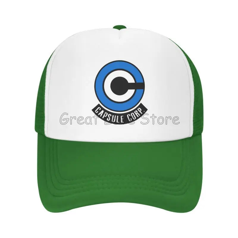 Capsule Corp Mesh Baseball Caps Unisex Hip-Hop Trucker Hat Anime DBZ Dad Hat Adjustable Racing Cap Summer Trucker Snapback Hats