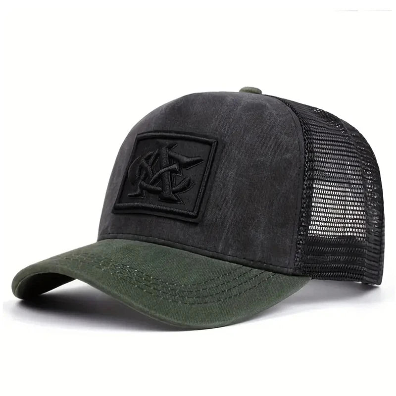 Eenvoudige, modieuze, ademende mesh-pet met 'CA'-borduursel, hiphop-pet, pet voor dagelijks gebruik en vrije tijd, decoratieve pet, unisex baseballpet