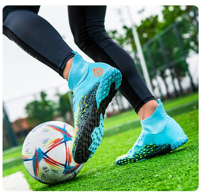 1 paire de chaussures de football pour hommes, résistantes à l'usure, antidérapantes, avec crampons longs et courts, idéales pour les matchs sur gazon extérieur, pour étudiants et adultes