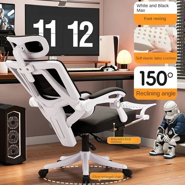Cadeira de Escritório Ergonómica em Malha com Apoio Lombar, Cadeira de Secretária de Encosto Alto para Adultos, Cadeira de Trabalho Confortável para Longas Horas