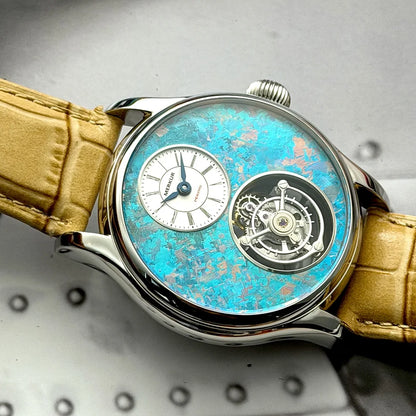Merkur 100% Tourbillon Watch Men's Natural Stone Dial Sapphire Watch For Men Mechanical Wristwatches Relogio Masculino